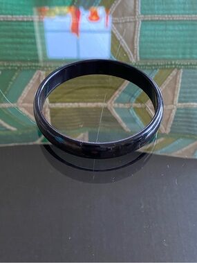 VTG 1960s 60s Black Celluloid Bangle Bypass Plastic Bracelet